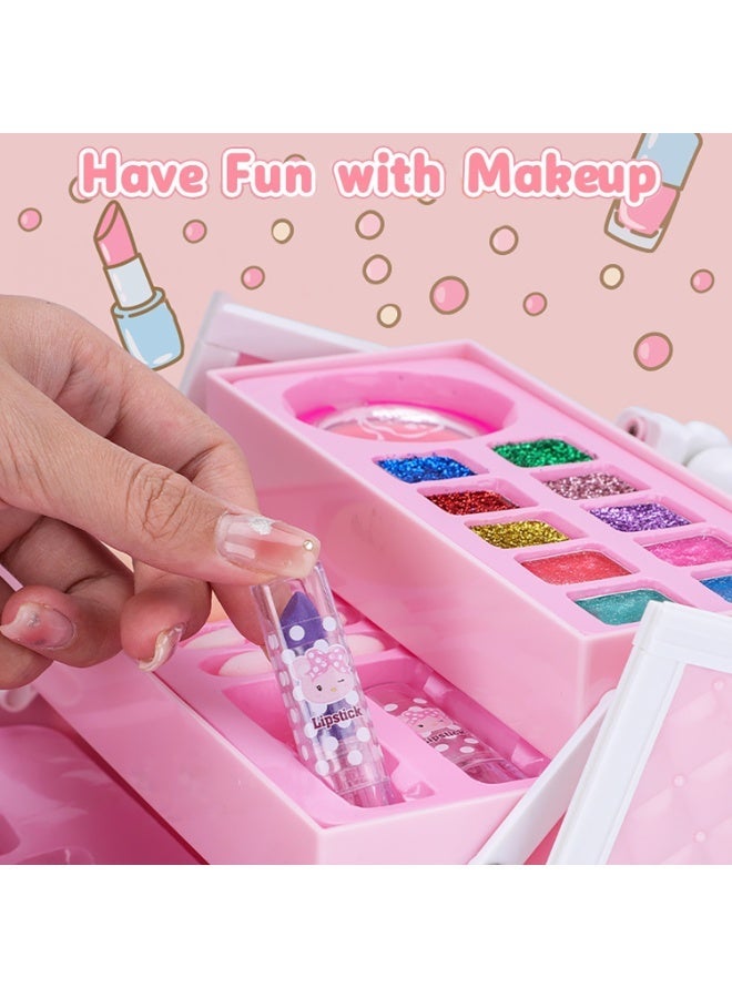 Moonmen Kids Makeup Kit, Washable Make Up Set Toys for Girls with Portable Box Including Lipstick, Eye Shadows and So On, Girls Toys for Girl Aged 5 + Year Old - Image 5