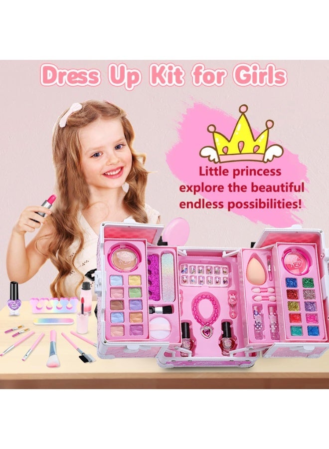 Moonmen Kids Makeup Kit, Washable Make Up Set Toys for Girls with Portable Box Including Lipstick, Eye Shadows and So On, Girls Toys for Girl Aged 5 + Year Old - Image 3