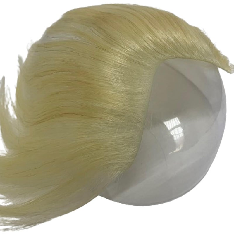 Voloria Men Forehead Hairline Toupee 100% Human Hair Skin PU Man Hairpieces Frontal Hair Topper for Receding Natural Hairline Replacement Systems #613 Blonde Color 0.78x6.29INCH - Image 5