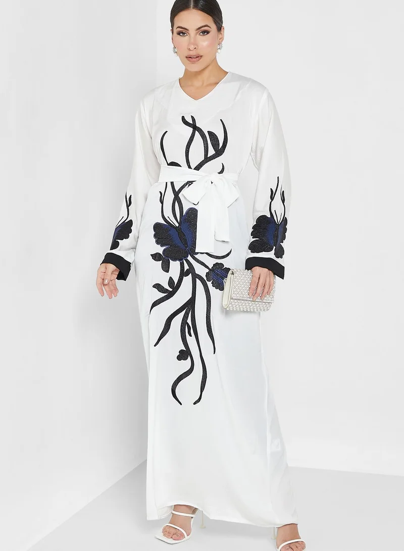 hayas closet Embellished Belted Jalabiya