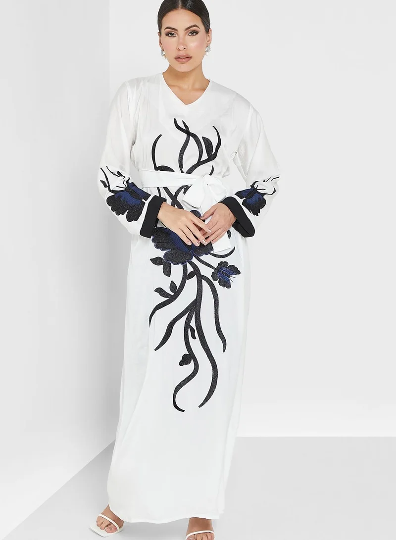 hayas closet Embellished Belted Jalabiya