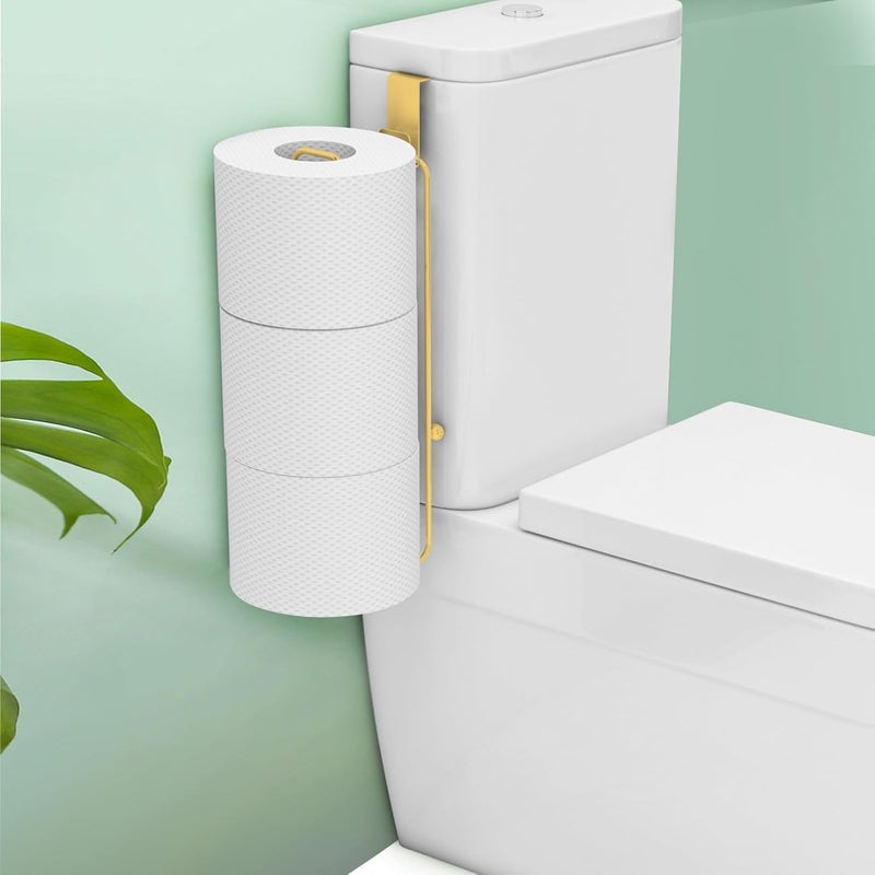 INDIDECOR INDIDECOR 38159 Gold Color Toilet Paper Holder Brushed Nickel for 3 Roll Tissue, 1 Pack Bathroom Toilet Paper Storage Over The Tank, Stainless Steel Bathroom Toilet Paper Roll Holder Wall Mount - Image 1
