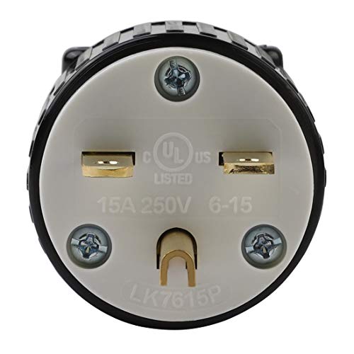 acbroad USA 3-Prong Male AC Plug, UL Nema 6-15P 3 Pole Straight DIY Rewirable AC Plug, 15A 250V USA 3Pin AC Connector, Nema 6-15P Male US 3Pole AC Power Plug, Black - Image 3