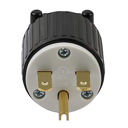 acbroad USA 3-Prong Male AC Plug, UL Nema 6-15P 3 Pole Straight DIY Rewirable AC Plug, 15A 250V USA 3Pin AC Connector, Nema 6-15P Male US 3Pole AC Power Plug, Black - Image 2