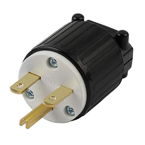 acbroad USA 3-Prong Male AC Plug, UL Nema 6-15P 3 Pole Straight DIY Rewirable AC Plug, 15A 250V USA 3Pin AC Connector, Nema 6-15P Male US 3Pole AC Power Plug, Black - Image 1