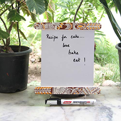 IVEI Wooden Fridge Magnet with a whiteboard and Hooks (Long, Chowk Art) - Image 3