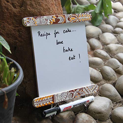 IVEI Wooden Fridge Magnet with a whiteboard and Hooks (Long, Chowk Art) - Image 2