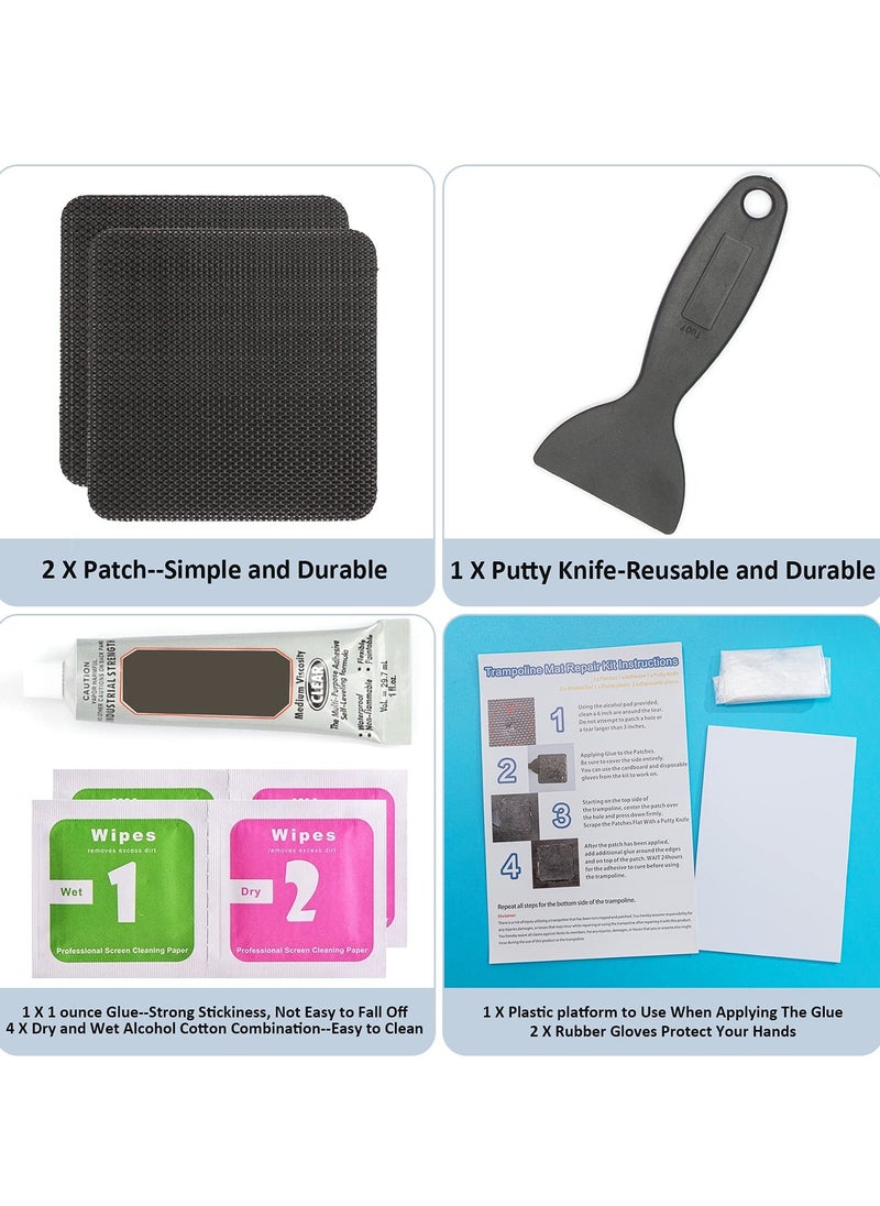 Trampoline Net Pa tch Repair Kit, SYOSI, 4"X 4" Square On Patches, for Repair Trampoline Mat Tear or Hole in a Trampoline Mat