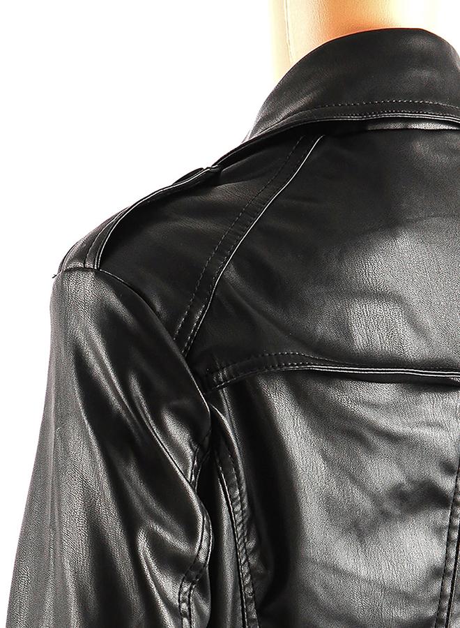 تايك تو معطف ترنش متوسط الطول من الجلد الصناعي - Image 5