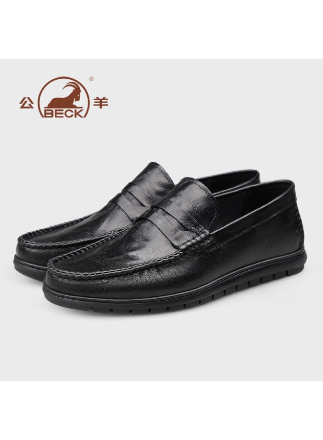 Beck Ram Bean Men's Loafers Genuine Leather Men's Business Soft Leather Soft Bottom Driving Shoes Men Black 38 - Image 1