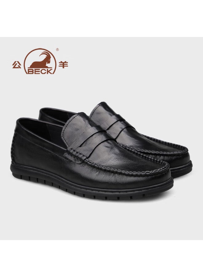 Beck Ram Bean Men's Loafers Genuine Leather Men's Business Soft Leather Soft Bottom Driving Shoes Men Black 38 - Image 2