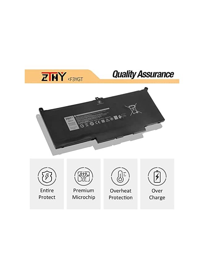 60Wh F3Ygt Laptop Battery For Dell Latitude 7480 7390 7280 7290 7380 7490 E7280 E7480 E7490 12 7000 13 7000 14 7000 Series P73G P73G002 P28S002 Odm3Wc Dm6Wc Dm3Wc 2X39G Kg7Vf 451-Bbye 453-Bbcf