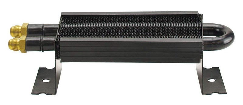 Derale Performance Fluid Cooler, 7000 Series, 2 Pass, 8.875 x 2.625 x 1.75 in, Tube Type, 6 AN Male Inlet/Outlet, Aluminum/Copper, Black Powder Coat, Universal, Each - Image 1