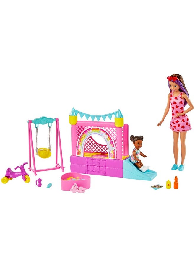 باربي مجموعة ألعاب Barbie Skipper™ Babysitters Inc.™ Bounce House مع دمية جليسة الأطفال Skipper™ ودمية الأطفال الصغار والأرجوحة والإكسسوارات، لعبة للأطفال بعمر 3 سنوات وما فوق  - Image 1