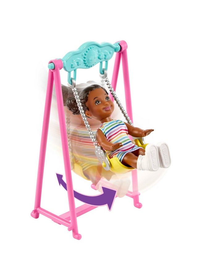 باربي مجموعة ألعاب Barbie Skipper™ Babysitters Inc.™ Bounce House مع دمية جليسة الأطفال Skipper™ ودمية الأطفال الصغار والأرجوحة والإكسسوارات، لعبة للأطفال بعمر 3 سنوات وما فوق  - Image 5