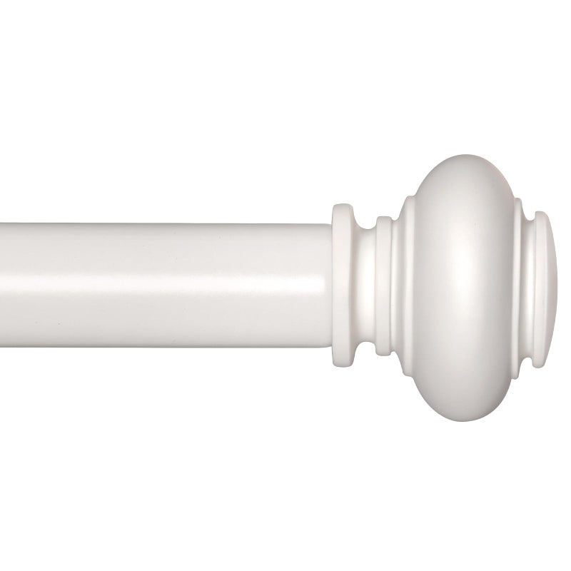 SIMEWIN White Curtain Rods for Windows 48 to 84 Inches Adjustable Decorative 1 Inch Diameter Single Window Curtain Rod Set with Classic Finials, White Finishing - Image 1