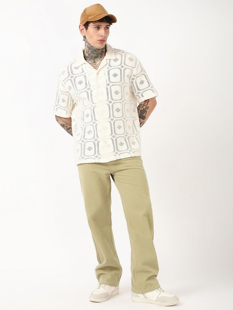 Bewakoof Men's Solid Baggy Fit Cotton Jeans_676156_Beige_30 - Image 4