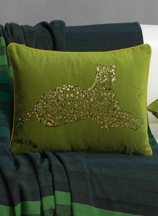 JWH Leopard Print Throw Pillow Cover Decorative Velvet Pillow Case with Gold Foil Printing Cushion Rectangular Pillowcase for Bed Couch Chair Car 12x20 Inches Green - Image 3