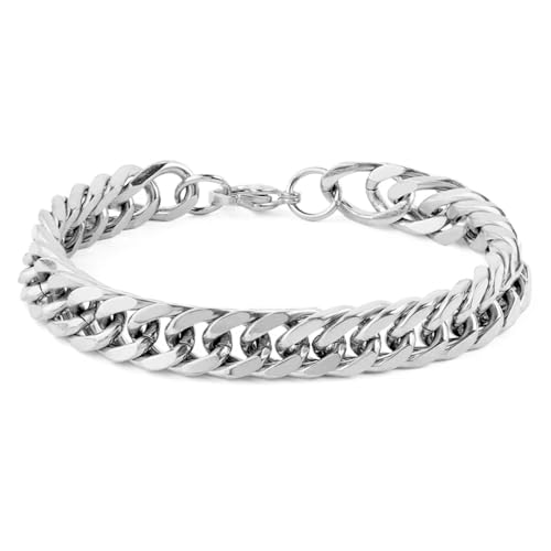 Peora Silver Plated Stainless Steel Metal Openable Bracelet Stylish Jewellery Gift for Men & Boys - Image 1