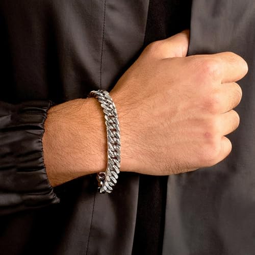 Peora Silver Plated Stainless Steel Metal Openable Bracelet Stylish Jewellery Gift for Men & Boys - Image 2