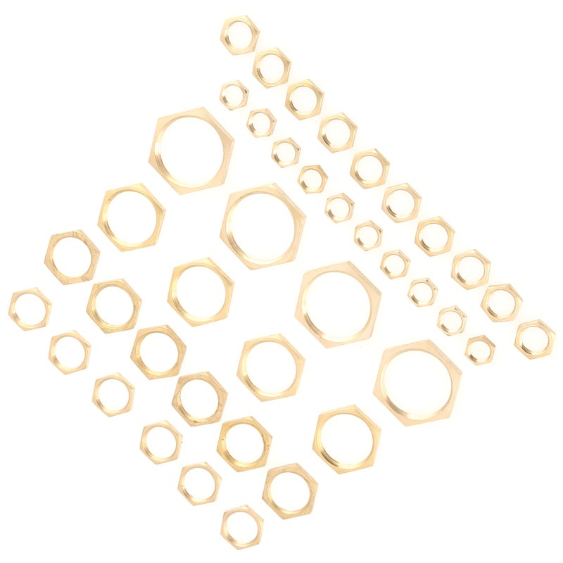 Brass Hexagonal Lock Nut Set 40 Pieces 6 Sizes G1/8 to G1 - Sturdy Durable Thin Nuts for Plumbing Pipe and Hose - Image 5
