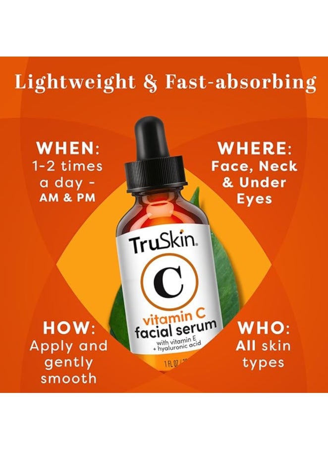 TruSkin - TruSkin Vitamin  Serum for Face, Anti Aging Serum with Hyaluronic Acid, Vitamin E, Organic Aloe Vera and Jojoba Oil, Hydrating & Brightening Serum for Dark Spots, Fine Lines and Wrinkles, - Image 1