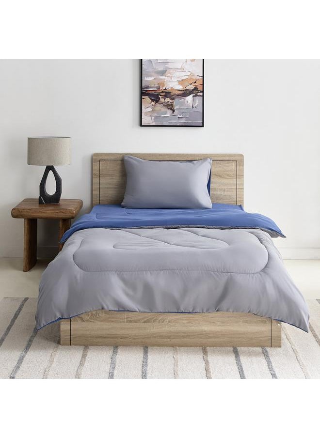 Home Box Derby 2-Piece Reversible Microfiber Single Comforter Set - 135x220 cm  - Image 3