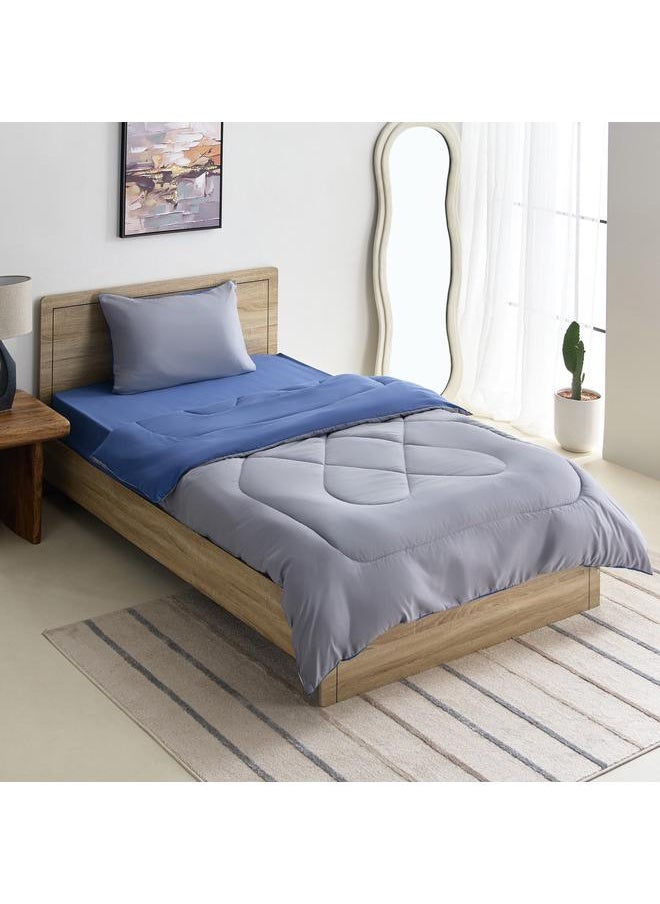 Home Box Derby 2-Piece Reversible Microfiber Single Comforter Set - 135x220 cm  - Image 2