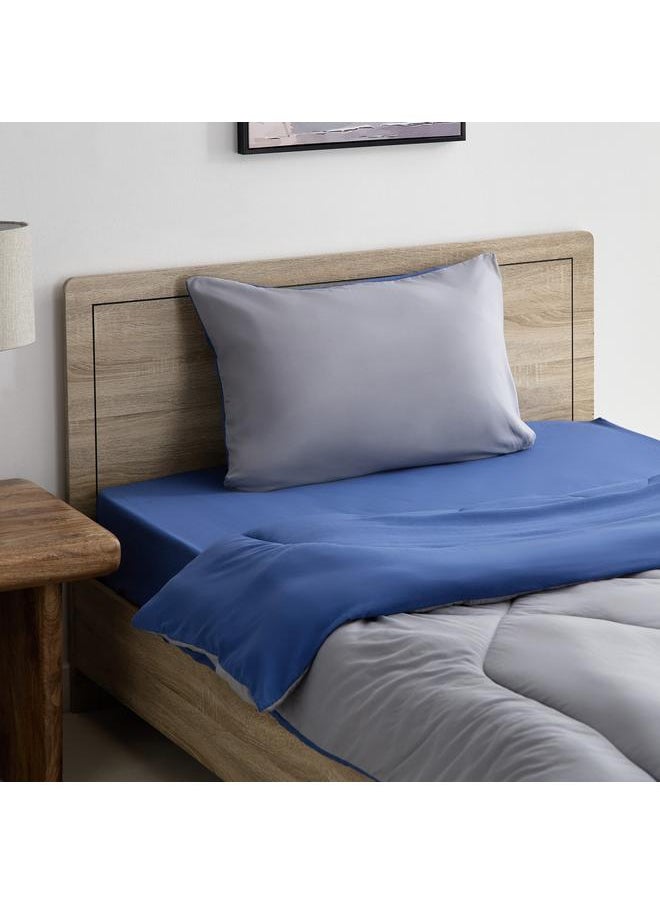 Home Box Derby 2-Piece Reversible Microfiber Single Comforter Set - 135x220 cm  - Image 1