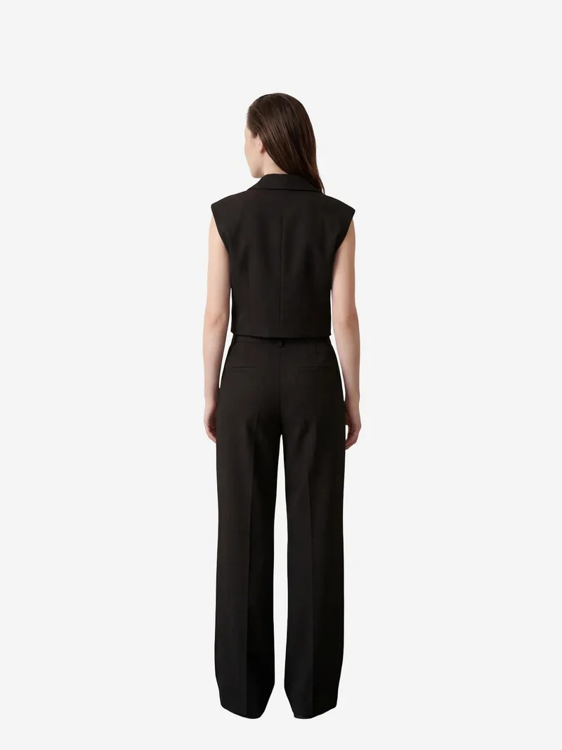 MY FASHION Black MY FASHION Cropped Buttoned Waistcoat for Women | Best Price UAE