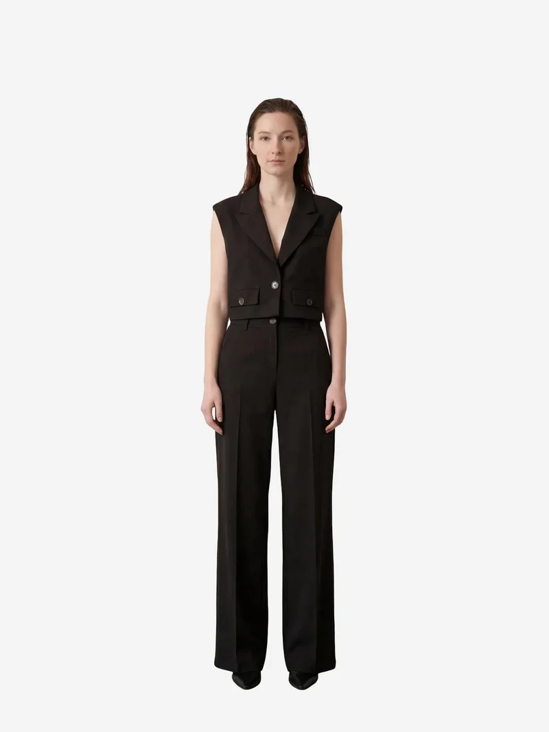 MY FASHION Black MY FASHION Cropped Buttoned Waistcoat for Women | Best Price UAE