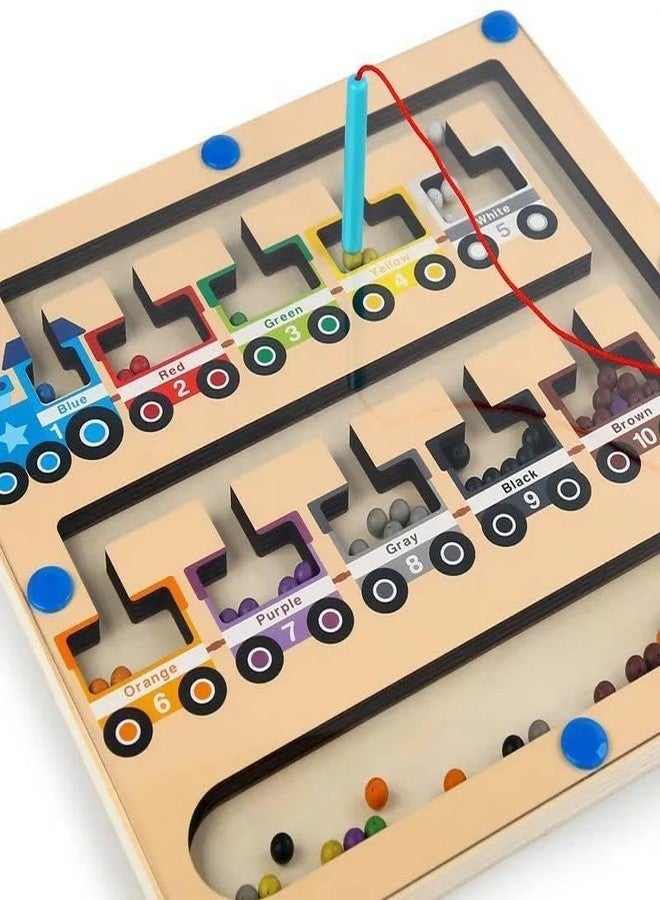 AHBHT Magnetic Color and Number Maze Montessori Wooden Color Matching Learning Counting Puzzle Board Motor Skills Toys for Boys Girls Toddler (Multicolor) - Image 5