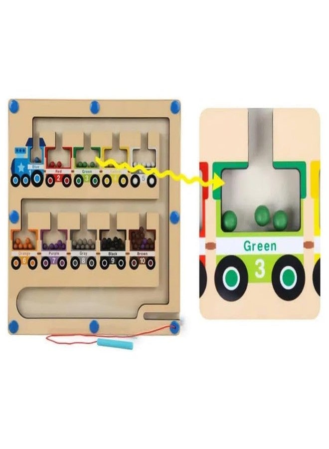 AHBHT Magnetic Color and Number Maze Montessori Wooden Color Matching Learning Counting Puzzle Board Motor Skills Toys for Boys Girls Toddler (Multicolor) - Image 3