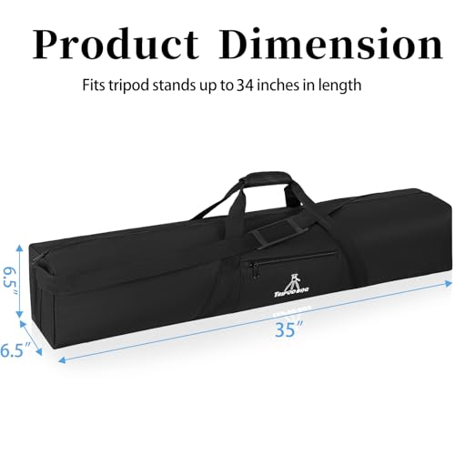 TORIBIO Tripod Carrying Case 35x65x65in Heavy Duty Tripod Bag with Shoulder Straps and Handles Multifunctional Monopod Case for Music Stand Lights Speakers Cameras Booms Microphone Stands - Image 3