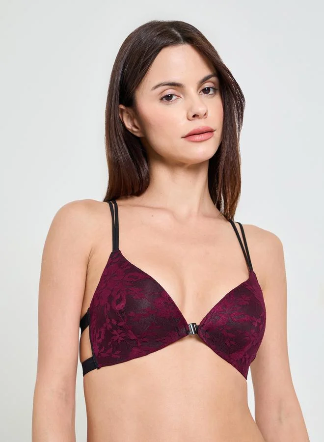 Take Two Burgundy Lace Bra and Thong Lingerie Set