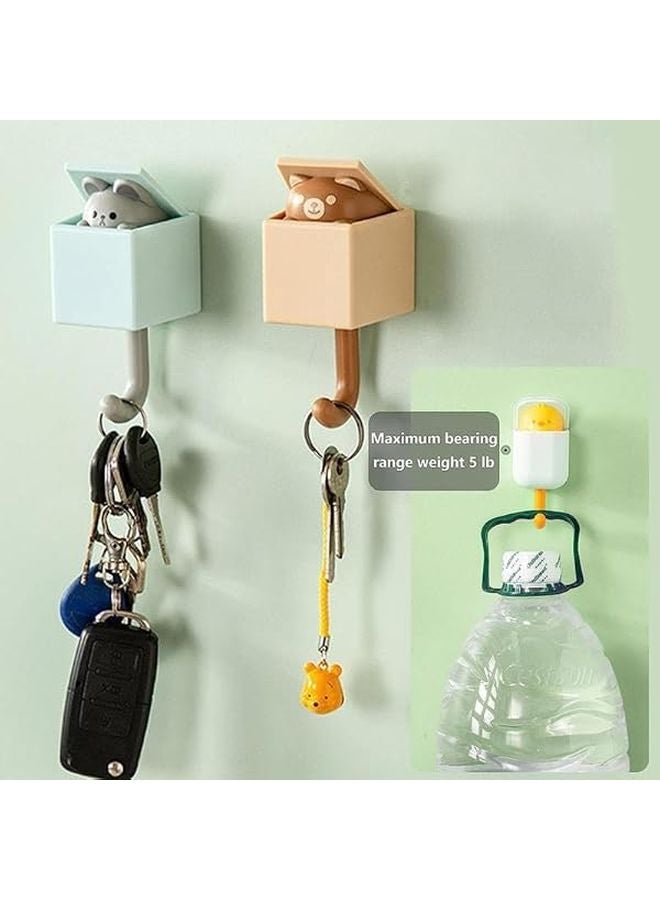 القط الأبيض تصميم خطافات الحائط اللاصقة 4 حزمة للمعطف والقبعة والحقيبة والمنشفة ديكور هدية - Image 4