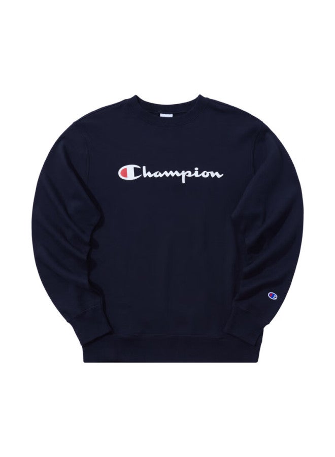 Champion Champion Men's Sweatshirt, Autumn New Arrival, American Trendy Brand, Large Handwritten Pure Cotton Crew Neck Top, Black, X  - Image 3