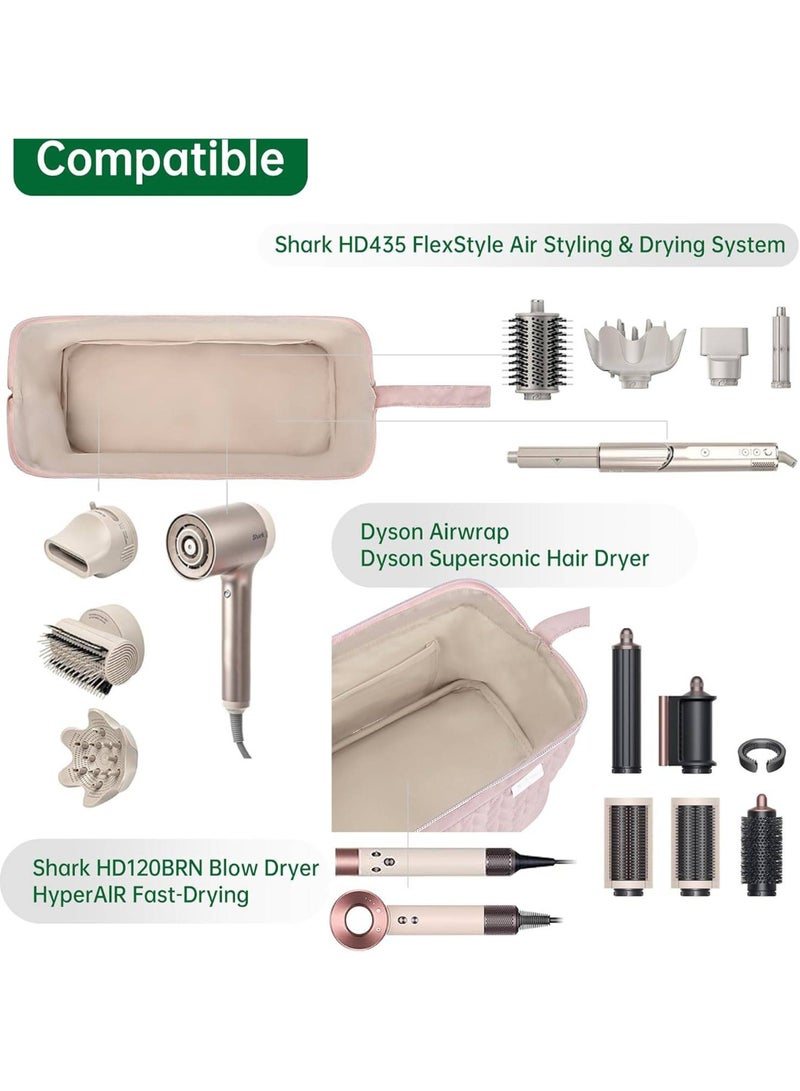 Heat Resistant Hair Dryer Travel Bag, Portable Heatproof Pouch Organizer for Styling Tools & Accessories, Protective Pink Case - Image 5