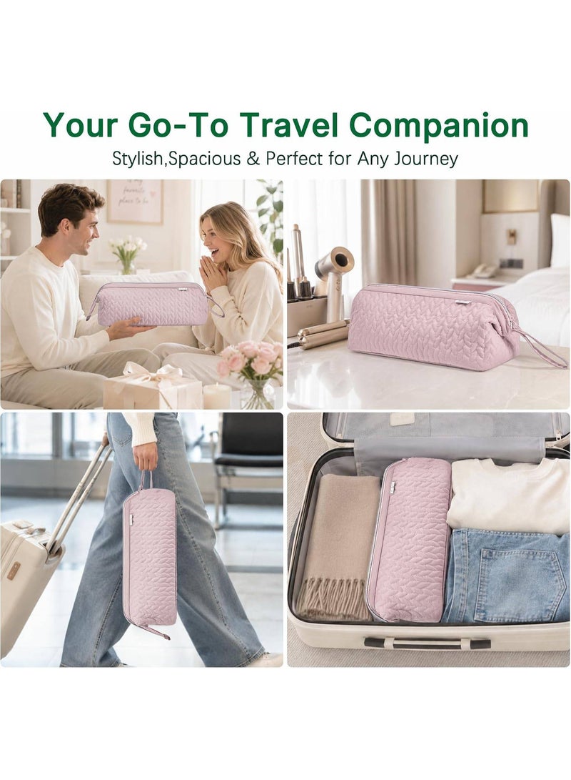 Heat Resistant Hair Dryer Travel Bag, Portable Heatproof Pouch Organizer for Styling Tools & Accessories, Protective Pink Case - Image 3