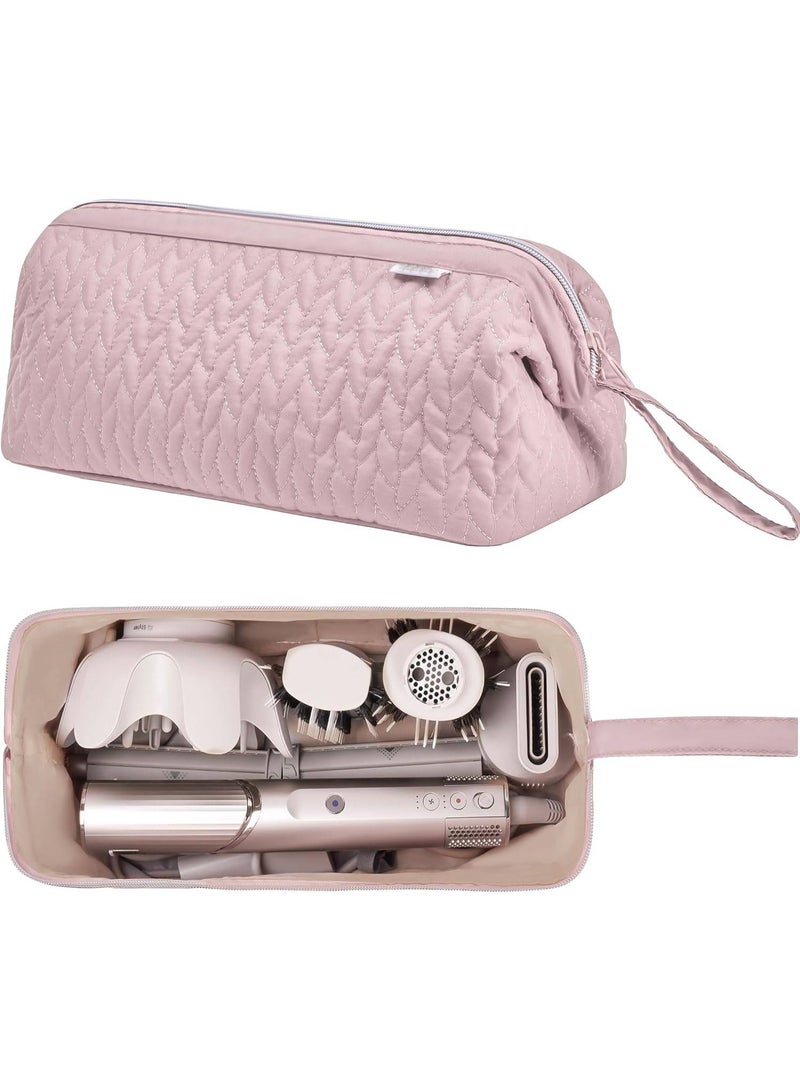 Heat Resistant Hair Dryer Travel Bag, Portable Heatproof Pouch Organizer for Styling Tools & Accessories, Protective Pink Case - Image 1