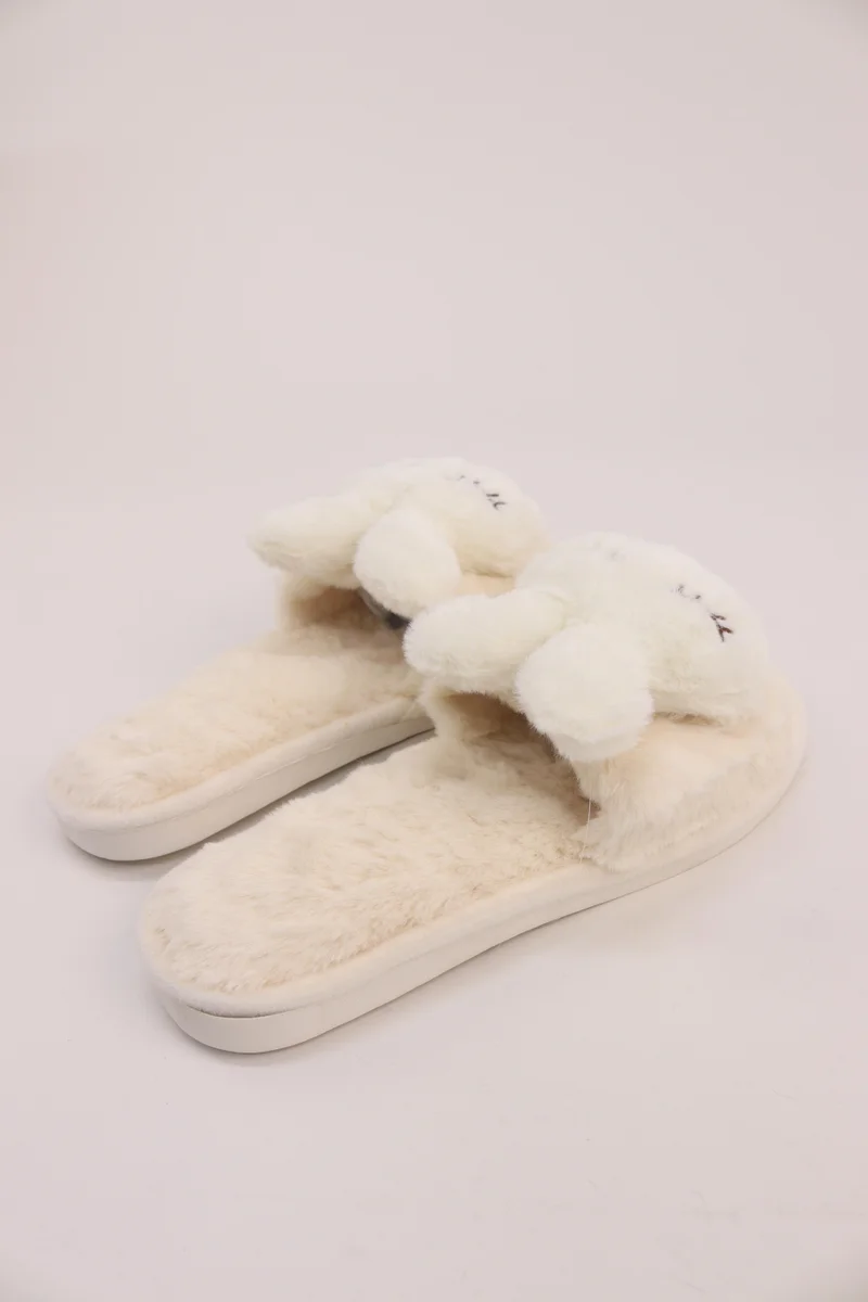 Viny OFF WHITE VINY Women's Plush Fur Home Slippers | Soft Teddy Bear Indoor Slippers | Cozy Carpet Slides for Daily Wear & All-Season Comfort for Women | Best Price UAE