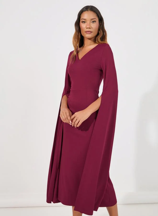 Styli Cape Sleeve Midi Dress