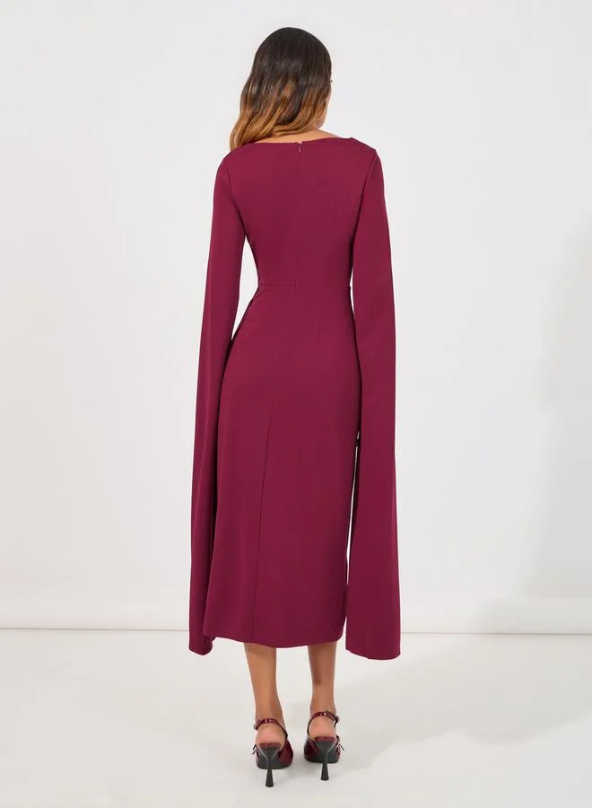 Styli Cape Sleeve Midi Dress
