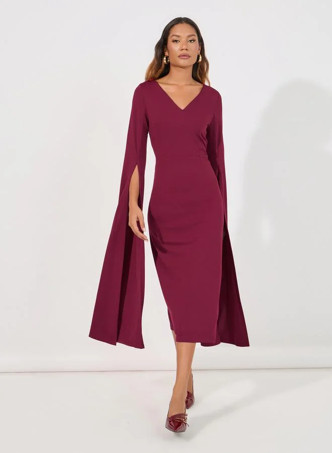Styli Cape Sleeve Midi Dress