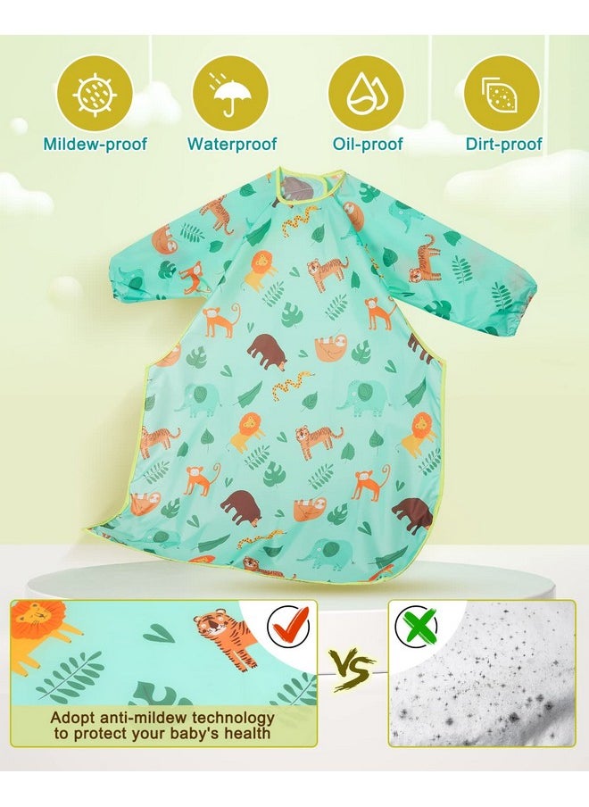 Lictin - Coverall Baby Feeding Bibs - 2-Pack Long Sleeve Baby Bibs For Eating, Adjustable Weaning Bibs, Waterproof Bib Attaches And Fully Cover To Baby Highchair And Table - Image 1