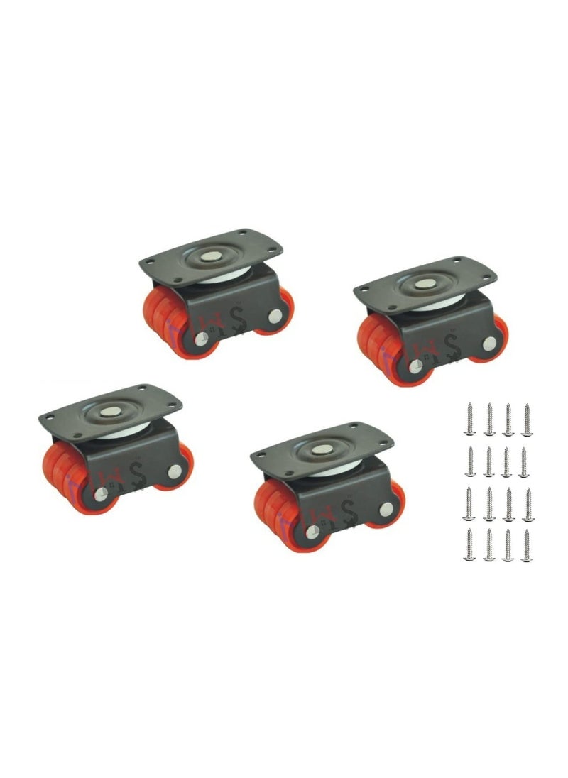 MHS MHS Revolving Sixer Caster Wheels for Furniture with Screws 400 KG Load Capacity Set of 4 Wheels 