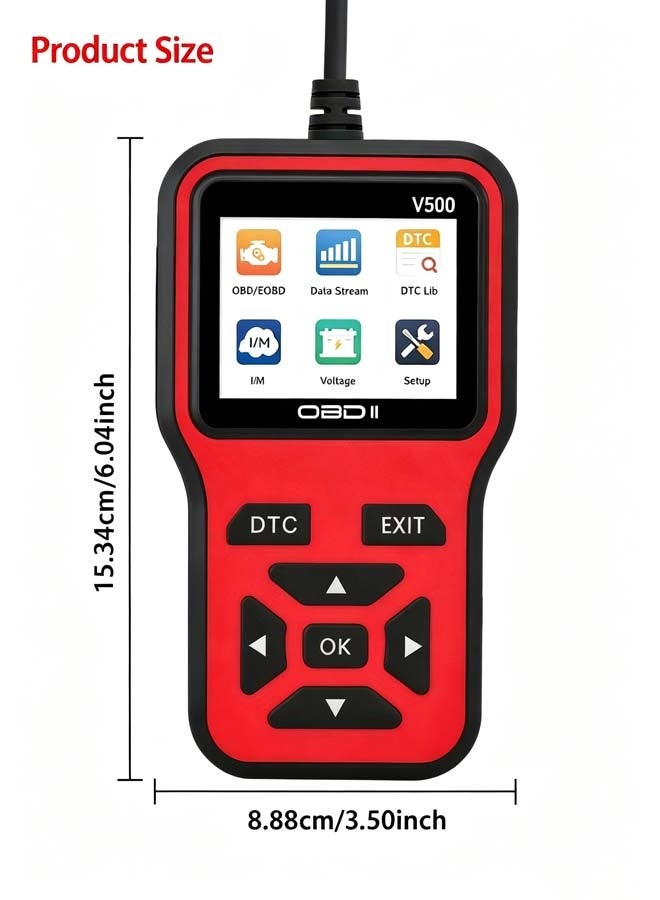 INSIJAM V500 OBD2 Scanner for Cars, OBDII/EOBD Diagnostic Code Reader,Check Engine Light Code Reader & Eraser, Live Data, I/M Readiness, 11.7VVoltage Test, for Pre-Trip Vehicle Check, On-the-Road Troubleshooting, HomeGarage, Car Maintenance & Used Car Check - Image 2