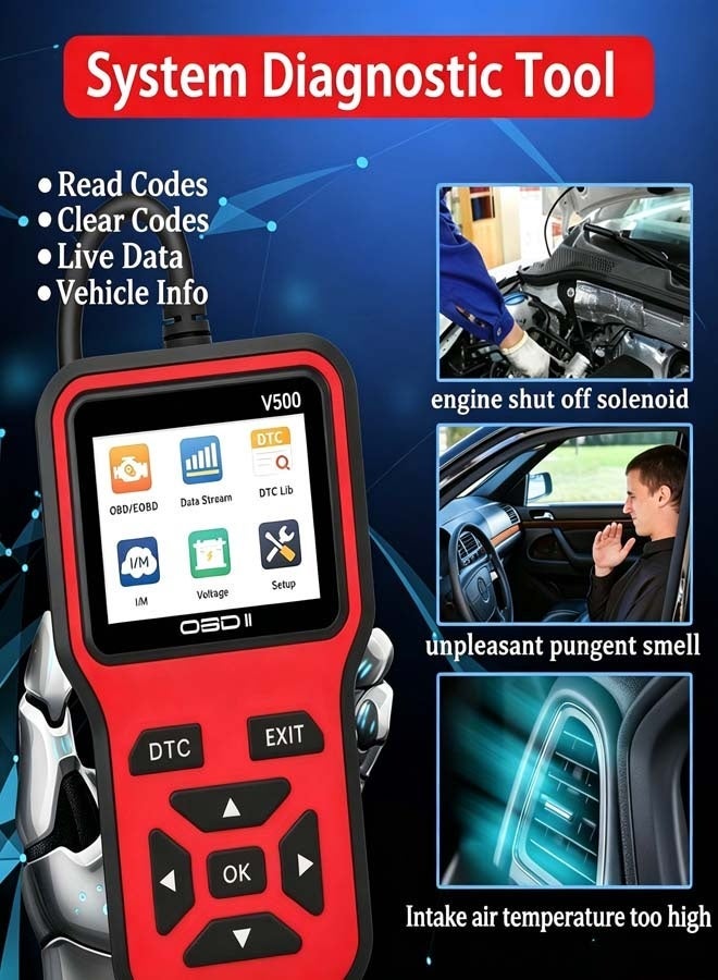 INSIJAM V500 OBD2 Scanner for Cars, OBDII/EOBD Diagnostic Code Reader,Check Engine Light Code Reader & Eraser, Live Data, I/M Readiness, 11.7VVoltage Test, for Pre-Trip Vehicle Check, On-the-Road Troubleshooting, HomeGarage, Car Maintenance & Used Car Check - Image 5