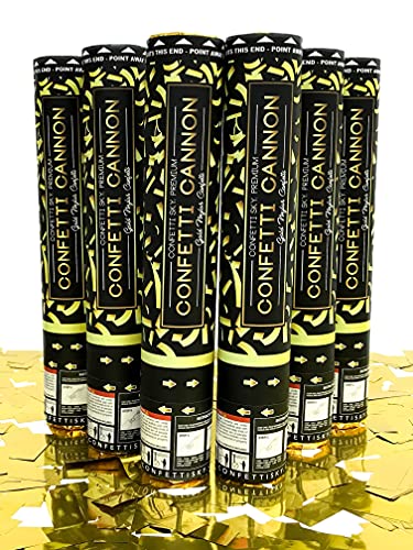 Confetti Sky [6 Pack] 12 Inch Confetti Cannons | Gold Confetti Poppers for Wedding Celebration, Birthday Party, Pranks, Graduation, Christmas Eve and New Year Celebration - Image 1