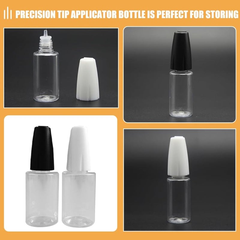 10Pcs 10ml Black White Fine Tip Needle Applicator Bottles For Glue Paint Essential Oils - Image 4